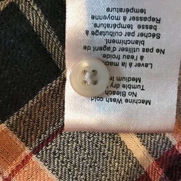 Community Plaid Button Down  Cotton Linen Blend Shirt Size S - Picture 7 of 7